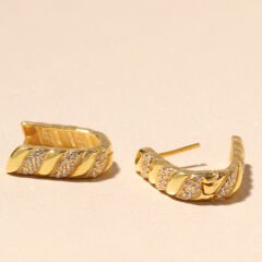 Dalga Zirkon Küpe 717049 Gold