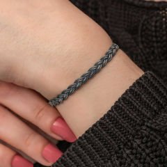 Gümüş Kazaziye Örgü Bileklik 18 cm