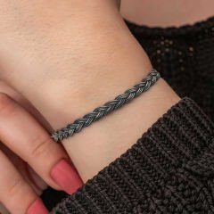 Gümüş Kazaziye Örgü Bileklik 18 cm