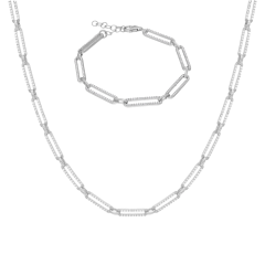 Taşlı Zincir Set 718303 Silver