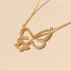 İki Kelebek Kolye 718911 Gold