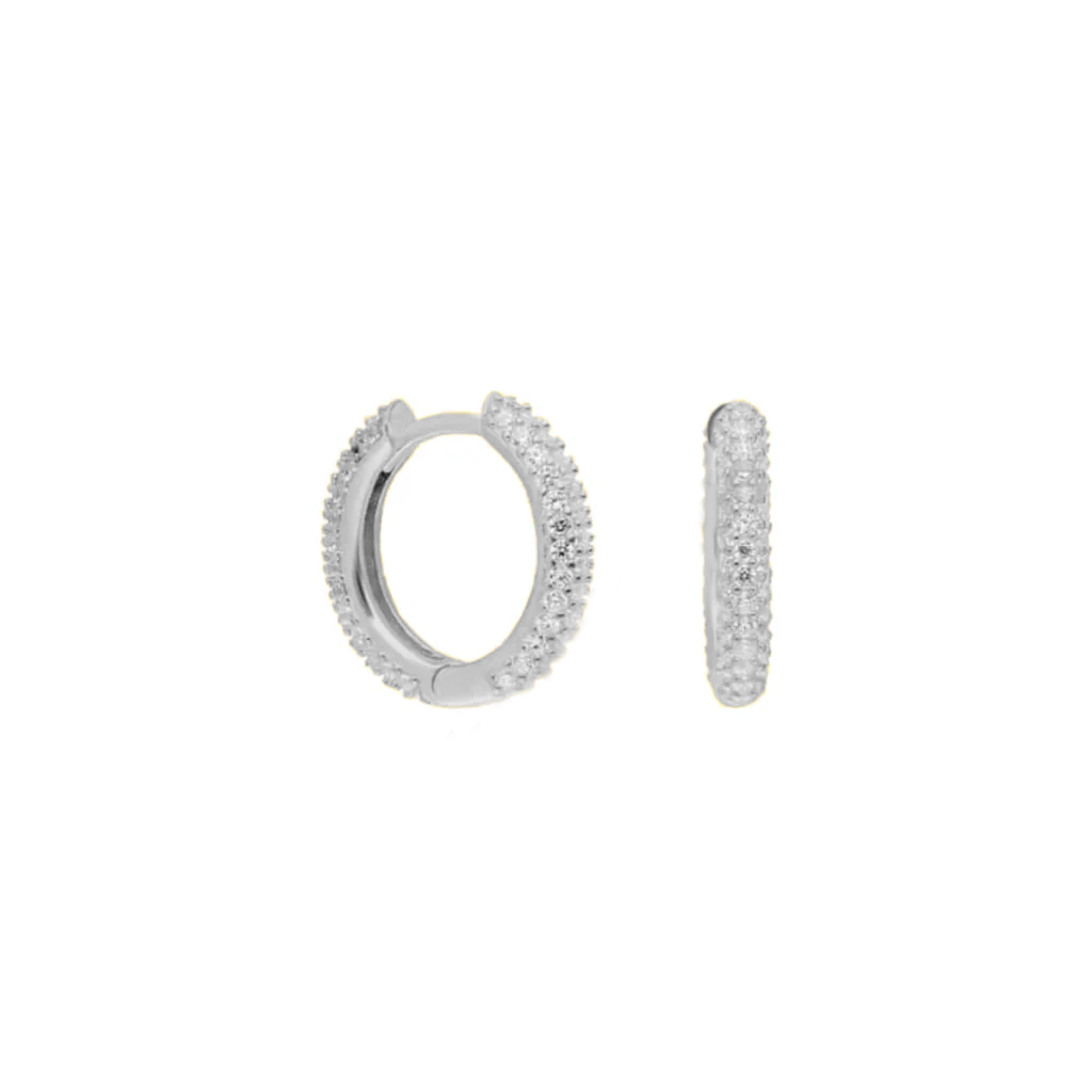 Taşlı Halka Küpe 717096 Silver