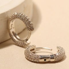Taşlı Halka Küpe 717096 Silver