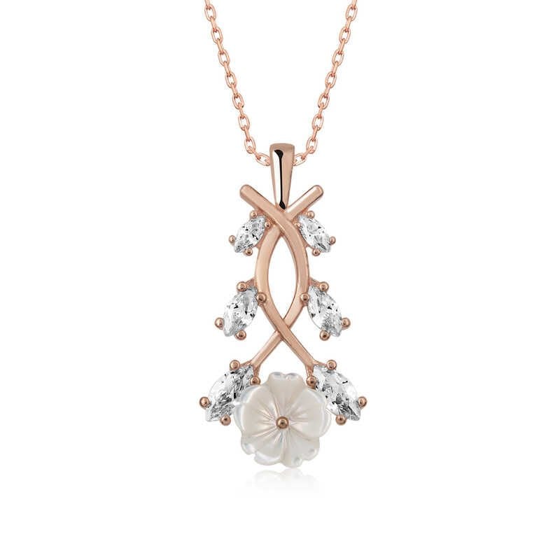 Gümüş Rose Bahar Çiçeği Kolye