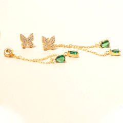Yeşil Taşlı Kelebek Küpe 717064 Gold