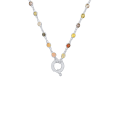 Renkli Taşlı Zincir 718922 Silver