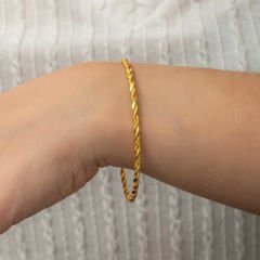 Gümüş Gold İkili Burgu Kadın Bilezik 5.7 cm