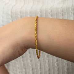 Gümüş Gold İkili Burgu Kadın Bilezik 5.7 cm