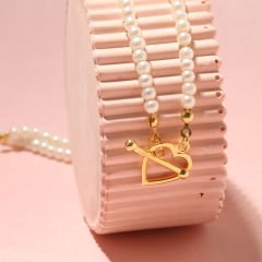 İncili Kalp Kolye 718007