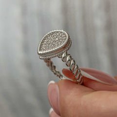 Gümüş Damla Zirkon Taşlı Kadın Yüzük 11