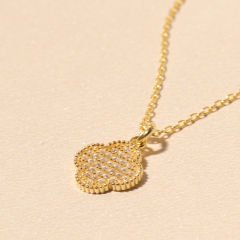 Taşlı Yonca Kolye 718943 Gold