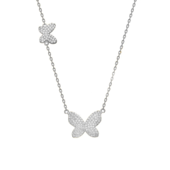 İkili Kelebek Kolye 718011 Silver