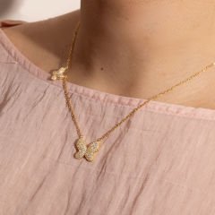 İkili Kelebek Kolye 718011 Gold
