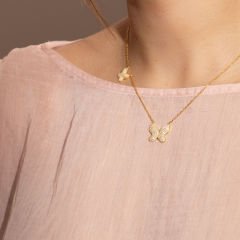 İkili Kelebek Kolye 718011 Gold