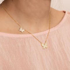 İkili Kelebek Kolye 718011 Gold