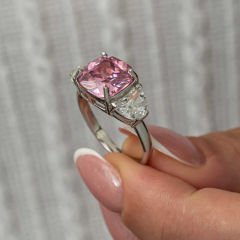 Gümüş Pembe Zirkon Taşlı Kadın Yüzük 11