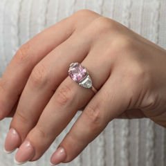 Gümüş Pembe Zirkon Taşlı Kadın Yüzük 11