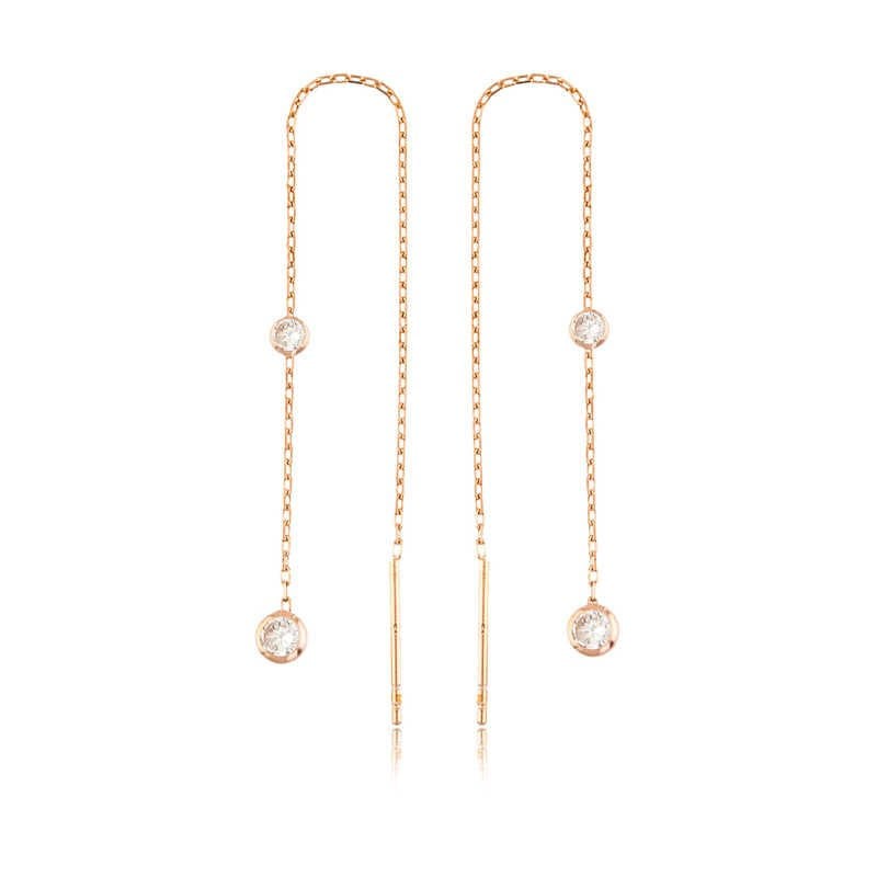 Gümüş Zincirli Beyaz Taşlı Küpe