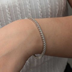 Gümüş 3.5 mm Beyaz Taşlı Su Yolu Kadın Bileklik 19