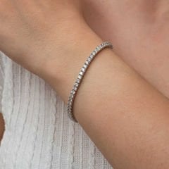 Gümüş 3.5 mm Beyaz Taşlı Su Yolu Kadın Bileklik 20