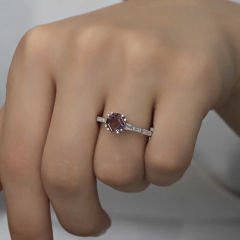 Gümüş Pembe Baget Tek Taş Kadın Yüzük 15