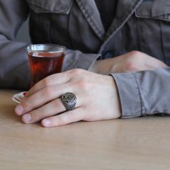 Gümüş Süleyman Peygamber Mührü Erkek Yüzük 18