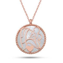 Gümüş Fosforlu Rose Anne Çocuk Sevgisi Kadın Kolye