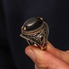 Gümüş Oniks Taşlı Erkek Yüzük 28