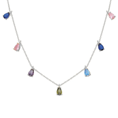 Renkli Damla Kolye 718013 Silver