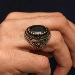 Gümüş Yeşil Zirkon Taşlı Erkek Yüzük 28