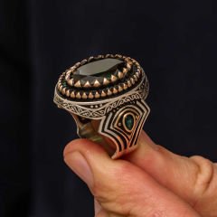 Gümüş Yeşil Zirkon Taşlı Erkek Yüzük 28