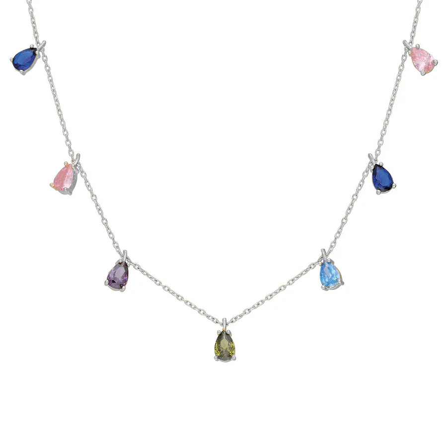 Renkli Damla Kolye 718013 Silver