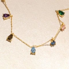 Renkli Damla Kolye 718013 Gold