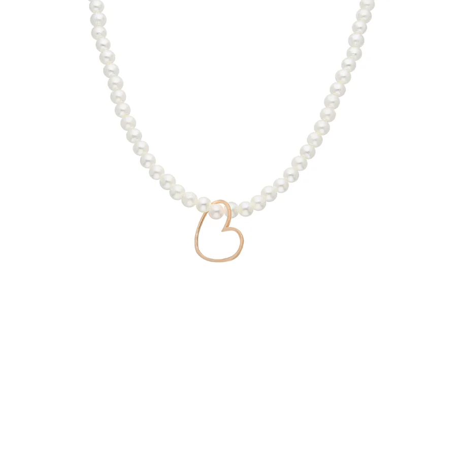 İncili Kalp Kolye 718015 Rose