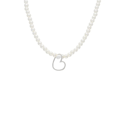 İncili Kalp Kolye 718015 Silver