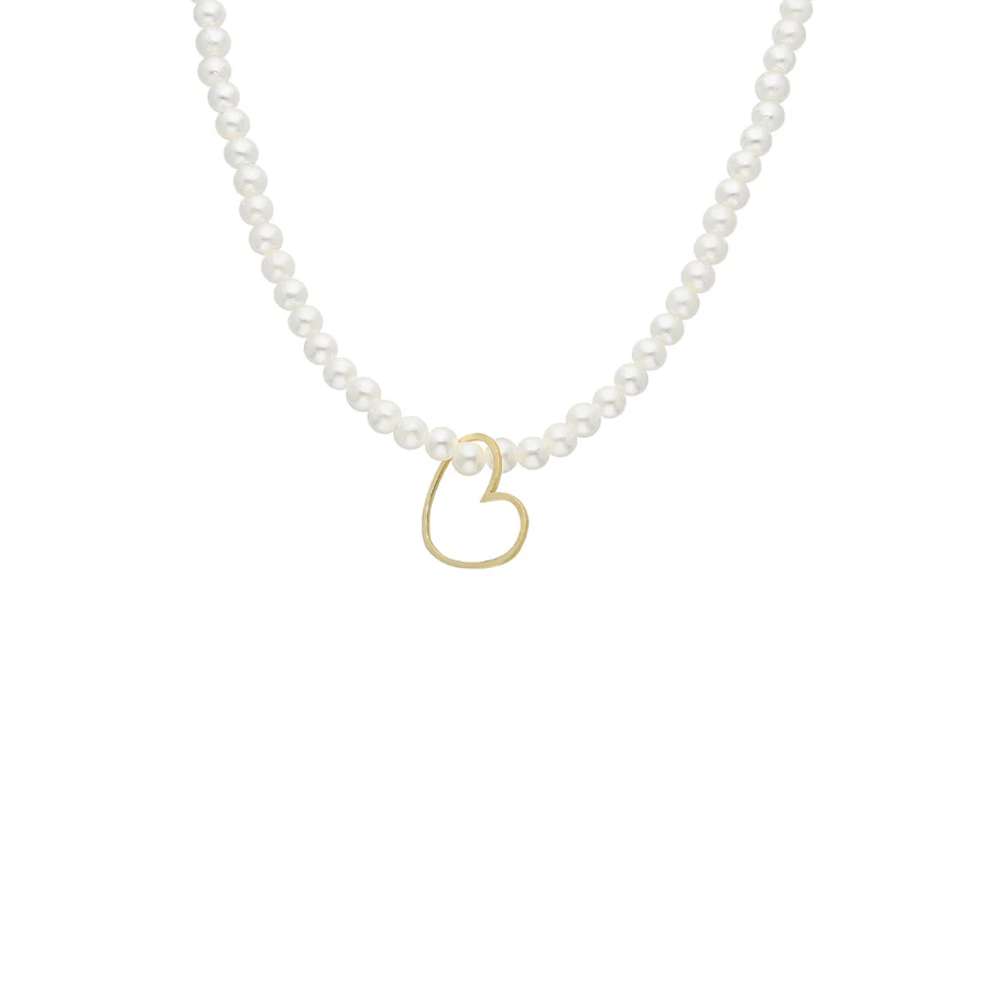 İncili Kalp Kolye 718015 Gold