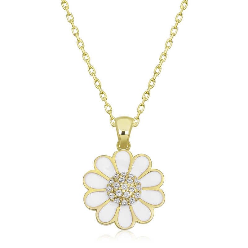 Gümüş Gold Papatya Kadın Kolye