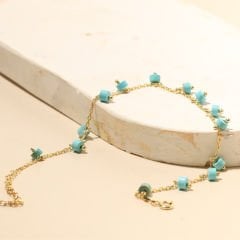 Mavi Boncuklu Halhal 718528 Gold