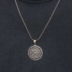 Gümüş Viking Pusula Erkek Kolye