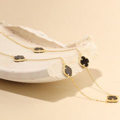 Siyah Yonca Kolye 718021 Gold