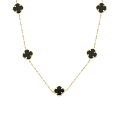 Siyah Yonca Kolye 718021 Gold