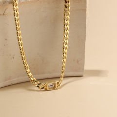 Baget Taşlı Zincir Kolye 718022 Gold