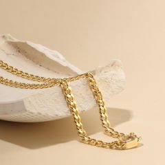 Baget Taşlı Zincir Kolye 718022 Gold
