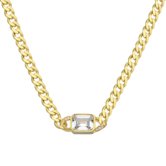 Baget Taşlı Zincir Kolye 718022 Gold
