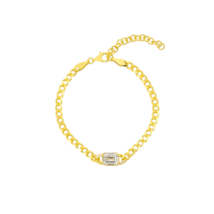 Baget Taşlı Zincir Bileklik 719111 Gold