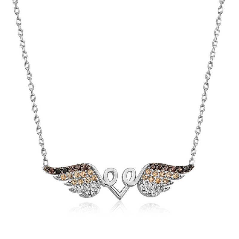 Gümüş Kanatlı Kalp Kolye