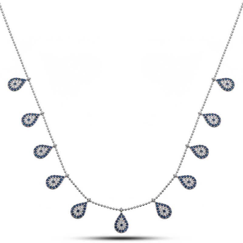 Gümüş Damla Nazarlı Şans Kadın Kolye