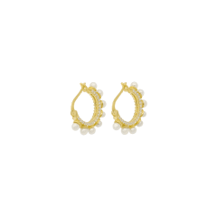 İncili Halka Küpe 719850 Gold