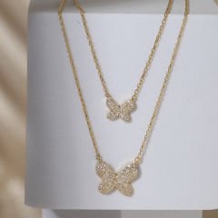 Çift Kelebek Kolye 718027 Gold