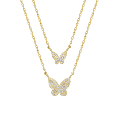 Çift Kelebek Kolye 718027 Gold